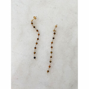 figタイガーアイロングピアス　stay grounded 足元に戻る　K14GF