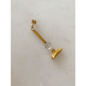 ルチルクオーツとゴールドモチーフのロングピアス｜fig