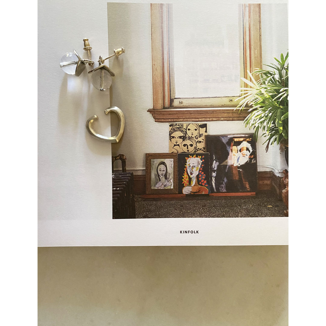 シルバーハートのイヤーカフと水晶のピアス