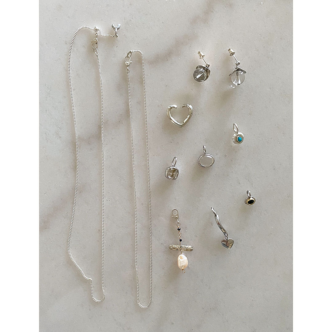 天然石ペンダントトップとイヤーカフ、ネックレス