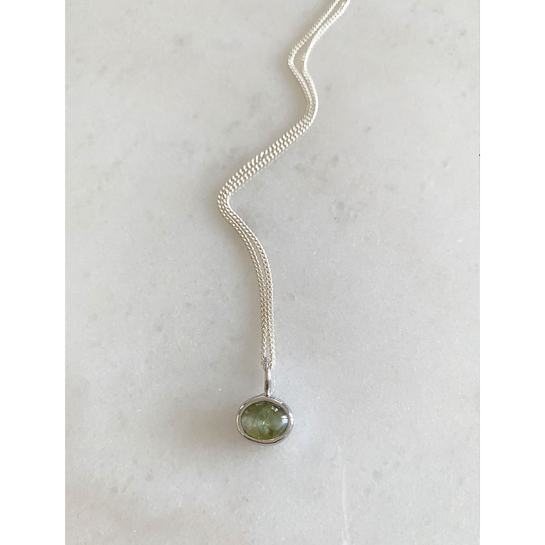 figクリソベリルキャッツアイ　ペンダントトップネックレス　SV925