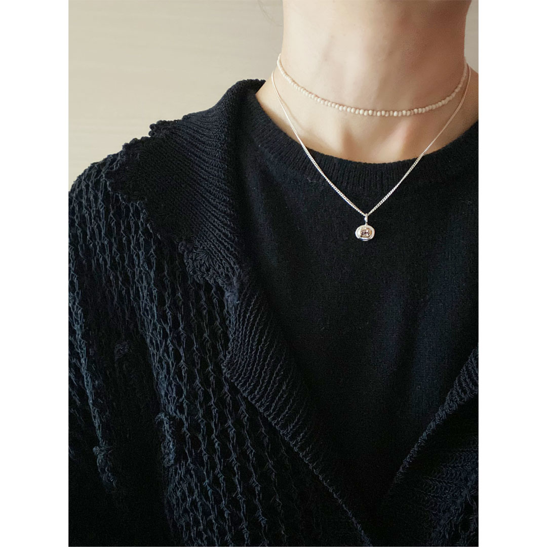 アメトリン ペンダントトップ ネックレス 着用アップ SV925 シルバー 天然石 ピンク 紫 バイカラー fig